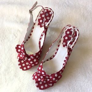 Breckelle’s Red White Polkadot Heels